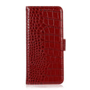 Crocodile Top Layer Cowhide Leather Phone Case For iPhone 14 Pro Max (Red)