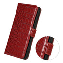 Crocodile Top Layer Cowhide Leather Phone Case For iPhone 14 Pro Max (Red)