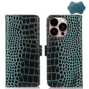 Crocodile Top Layer Cowhide Leather Phone Case For iPhone 14 Pro Max (Green)
