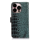 Crocodile Top Layer Cowhide Leather Phone Case For iPhone 14 Pro Max (Green)