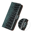Crocodile Top Layer Cowhide Leather Phone Case For iPhone 14 Pro Max (Green)