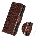 Crocodile Top Layer Cowhide Leather Phone Case For iPhone 14 Pro Max (Brown)