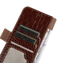 Crocodile Top Layer Cowhide Leather Phone Case For iPhone 14 Pro Max (Brown)