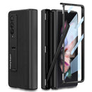 For Samsung Galaxy Z Fold3 5G GKK Magnetic Hinge Plain Leather Phone Flip Case with Pen Box(Cross Texture)