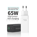 awei PD9 65W Dual Type-C / USB-C + USB GaN Fast Charging Travel Charger, EU Plug(Black)