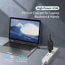 awei PD9 65W Dual Type-C / USB-C + USB GaN Fast Charging Travel Charger, EU Plug(Black)