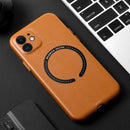 Magsafe Magnetic Leather Phone Case For iPhone 13 Pro Max(Brown)