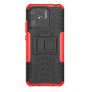 For Xiaomi Redmi 10C 4G Global Tire Texture TPU + PC Phone Case with Holder(Red)