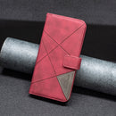For Motorola Moto E32 4G Magnetic Buckle Rhombus Texture Leather Phone Case(Red)