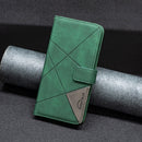 For Motorola Moto E32 4G Magnetic Buckle Rhombus Texture Leather Phone Case(Green)