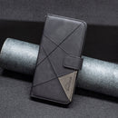 For Motorola Moto E32 4G Magnetic Buckle Rhombus Texture Leather Phone Case(Black)