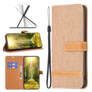 For Xiaomi 12 Lite Color Block Denim Texture Leather Phone Case(Brown)