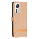 For Xiaomi 12 Lite Color Block Denim Texture Leather Phone Case(Brown)