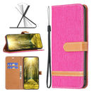 For Xiaomi 12 Lite Color Block Denim Texture Leather Phone Case(Rose Red)