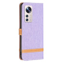For Xiaomi 12 Lite Color Block Denim Texture Leather Phone Case(Purple)