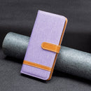 For Xiaomi 12 Lite Color Block Denim Texture Leather Phone Case(Purple)