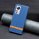 For Xiaomi 12 Lite Color Block Denim Texture Leather Phone Case(Royal Blue)