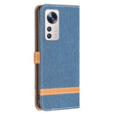 For Xiaomi 12 Lite Color Block Denim Texture Leather Phone Case(Dark Blue)