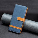 For Xiaomi 12 Lite Color Block Denim Texture Leather Phone Case(Dark Blue)