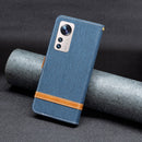 For Xiaomi 12 Lite Color Block Denim Texture Leather Phone Case(Dark Blue)