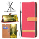 For Xiaomi 12 Lite Color Block Denim Texture Leather Phone Case(Red)