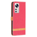 For Xiaomi 12 Lite Color Block Denim Texture Leather Phone Case(Red)