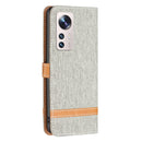 For Xiaomi 12 Lite Color Block Denim Texture Leather Phone Case(Grey)