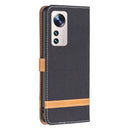 For Xiaomi 12 Lite Color Block Denim Texture Leather Phone Case(Black)