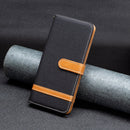 For Xiaomi 12 Lite Color Block Denim Texture Leather Phone Case(Black)