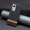 For Xiaomi 12 Lite Color Block Denim Texture Leather Phone Case(Black)