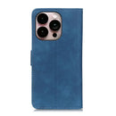 KHAZNEH Retro Texture Leather Phone Case For iPhone 14 Pro Max (Blue)