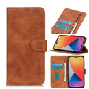 KHAZNEH Retro Texture Leather Phone Case For iPhone 14 Pro Max (Brown)