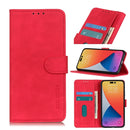 KHAZNEH Retro Texture Leather Phone Case For iPhone 14 Pro Max (Red)