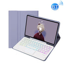 T102B-AS Skin Feel Pen Slot Touch Pad Backlight Bluetooth Keyboard Leather Tablet Case For iPad 10.2 2021&2020&2019/Air 2019/Pro 10.5(Purple)