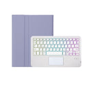 T102B-AS Skin Feel Pen Slot Touch Pad Backlight Bluetooth Keyboard Leather Tablet Case For iPad 10.2 2021&2020&2019/Air 2019/Pro 10.5(Purple)