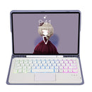 T102B-AS Skin Feel Pen Slot Touch Pad Backlight Bluetooth Keyboard Leather Tablet Case For iPad 10.2 2021&2020&2019/Air 2019/Pro 10.5(Purple)