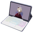 T102B-AS Skin Feel Pen Slot Touch Pad Backlight Bluetooth Keyboard Leather Tablet Case For iPad 10.2 2021&2020&2019/Air 2019/Pro 10.5(Purple)
