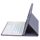 T102B-AS Skin Feel Pen Slot Touch Pad Backlight Bluetooth Keyboard Leather Tablet Case For iPad 10.2 2021&2020&2019/Air 2019/Pro 10.5(Purple)