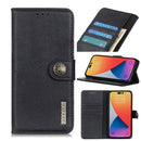 KHAZNEH Cowhide Texture Horizontal Flip Leather Phone Case For iPhone 14 Pro Max (Black)