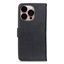 KHAZNEH Cowhide Texture Horizontal Flip Leather Phone Case For iPhone 14 Pro Max (Black)