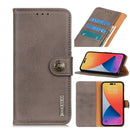 KHAZNEH Cowhide Texture Horizontal Flip Leather Phone Case For iPhone 14 Pro Max (Khaki)