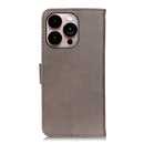 KHAZNEH Cowhide Texture Horizontal Flip Leather Phone Case For iPhone 14 Pro Max (Khaki)