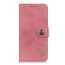 KHAZNEH Cowhide Texture Horizontal Flip Leather Phone Case For iPhone 14 Pro Max (Pink)