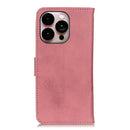 KHAZNEH Cowhide Texture Horizontal Flip Leather Phone Case For iPhone 14 Pro Max (Pink)