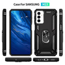 For Samsung Galaxy M23 Shockproof TPU + PC Holder Phone Case(Black)
