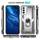 For Samsung Galaxy M23 Shockproof TPU + PC Holder Phone Case(Silver)