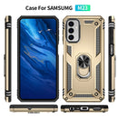 For Samsung Galaxy M23 Shockproof TPU + PC Holder Phone Case(Gold)