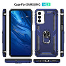 For Samsung Galaxy M23 Shockproof TPU + PC Holder Phone Case(Blue)