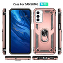 For Samsung Galaxy M23 Shockproof TPU + PC Holder Phone Case(Rose Gold)