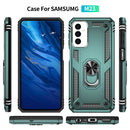 For Samsung Galaxy M23 Shockproof TPU + PC Holder Phone Case(Dark Green)